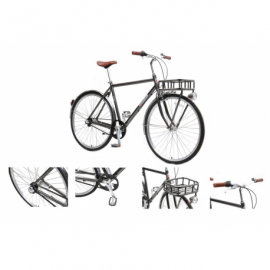 Велосипед Urban Classic M(Al 6061 колесо700с пер/зад покр35C 3 планетар. скорости  тормаза:U-Brake,зад ножной  ремен. передача рост до 190см  серый) Forsage FB28005(550)(buh25743) 25744