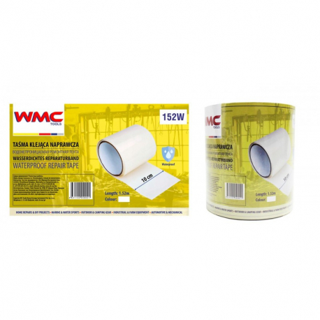 Лента водонепроницаемая ремонтная ПВХ 10смх1.52м (белая) WMC TOOLS 152W 48249