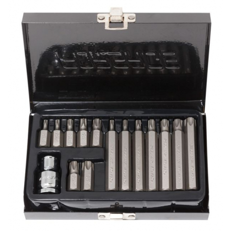 Набор бит TORX с битодержателем,15 предметов  1/2"(L: 30/75мм  Т20,Т25,Т30,Т40,Т45,Т50,Т55) Forsage F-4156(C) 27197