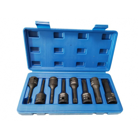 Набор головок-бит SPLINE ударных 8 предметов ,1/2"(M5, M6, M8, M10, M12, M14, M16, M18), в кейсе FORCEKRAFT FK-40811MPB 27086