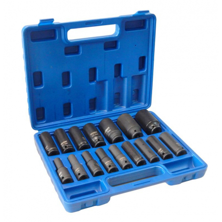 Набор головок ударных глубоких, 16 предметов ,1/2"(10-19, 21, 22, 24, 27, 30, 32мм),в кейсе FORCEKRAFT FK-4169-5MPB 26464