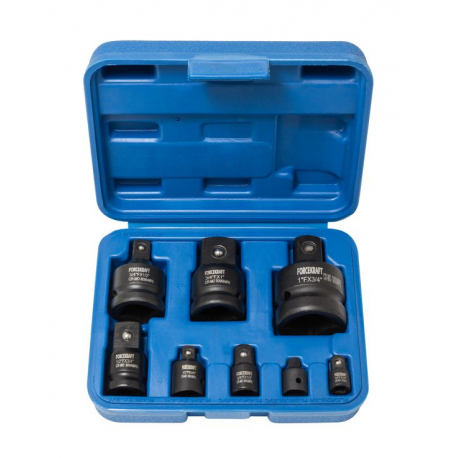 Набор адаптеров ударных,8пр(1/4(F)x3/8"(M),3/8(F)x1/4"(M),3/8(F)x1/2"(M),1/2(F)x3/8"(M),1/2(F)x3/4"(M),3/4(F)x1/2"(M),3/4(F)x1"(M),1(F)x3/4"(M)в кейсе FORCEKRAFT FK-4089MPB 28165