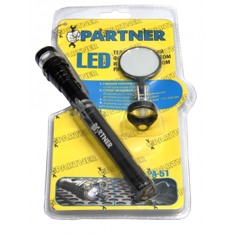 LED Телескопический фонарь с магнитом (3 светодиода+зеркало) Partner PA-51 3529