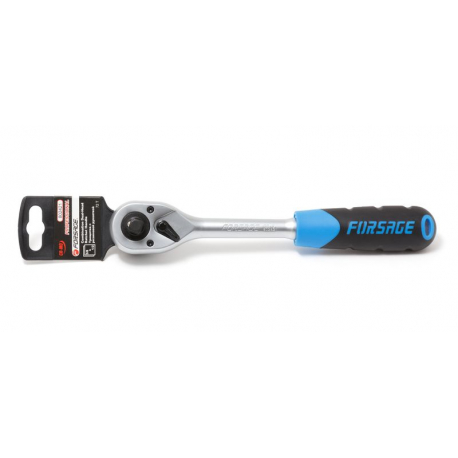 Трещотка реверсивная двухсторонняя с резиновой ручкой 1/2"-3/8" (L-250мм,72зуб.)в пластиковом держателе Forsage F-802421 28276